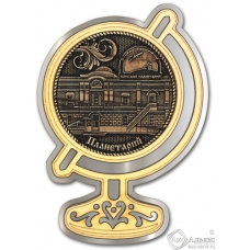Магнит из бересты Томск-Планетарий глобус серебро (здание)